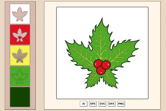 Christmas Tree Leaves SVG, Wall Art 3D