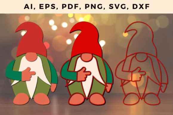 Multi Layer Christmas Gnome Cut SVG