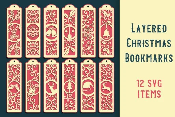 Layered Christmas Bookmarks| 12 SVG S