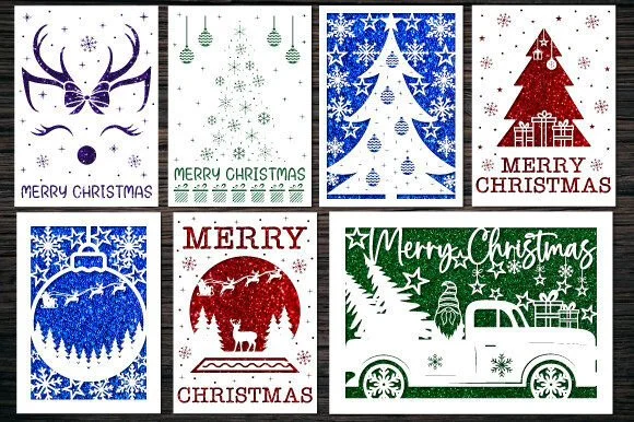 Merry Christmas Card Papercut Bundle
