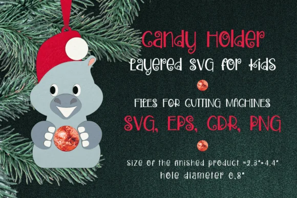 Hippopotamus Christmas Candy Holder