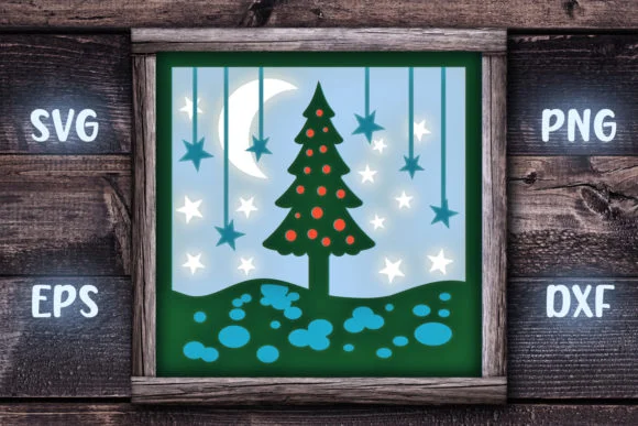 Christmas Tree Shadow Box - 4 SVG Layers