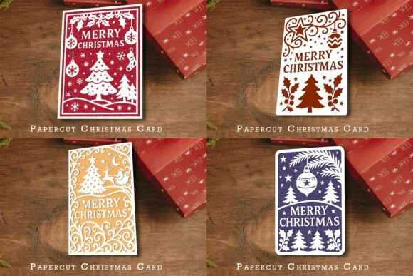 Papercut Christmas Card SVG Bundle
