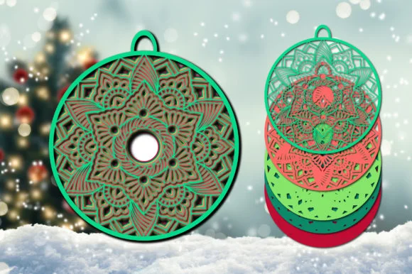 Layered 3D Christmas Ornaments SVG