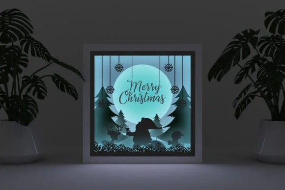 Christmas Background Shadow Box 3D SVG