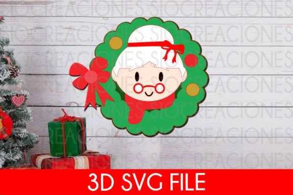 Christmas Garland Mrs. Claus 3D SVG
