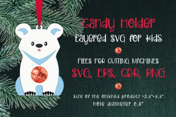 Polar Bear Christmas Candy Holder SVG