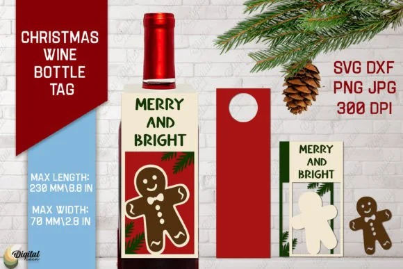 Gingerbread Man. Christmas Wine Bottle