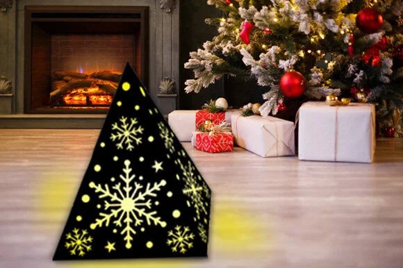 Christmas Paper Cut Pyramid Box Svg