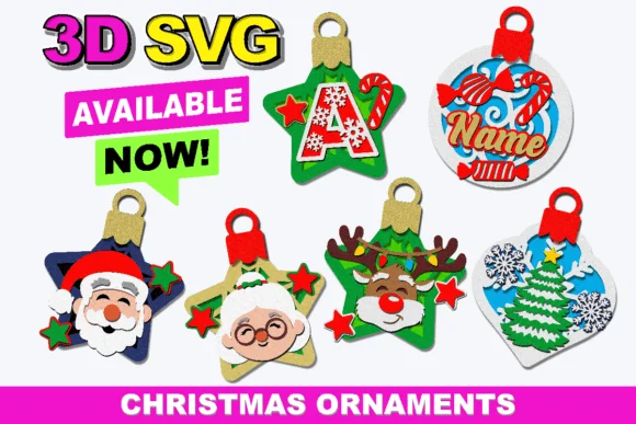 Christmas Ornaments 3D SVG