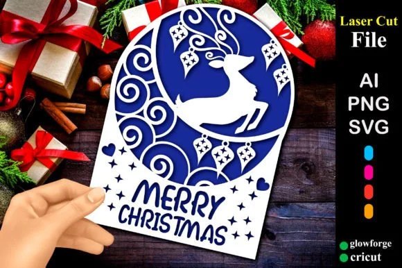 Moon with Reindeer Christmas Papercut