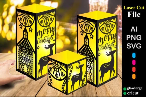 3D Christmas Paper Cut Ornaments Lantern