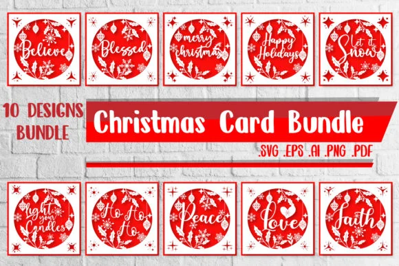 Christmas Card Bundle Svg Eps Ai Png Pdf