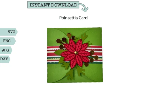 Poinsettia Christmas Card SVG