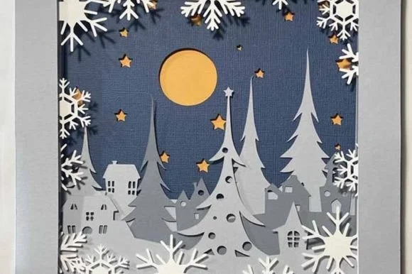 Christmas Village Shadow Box