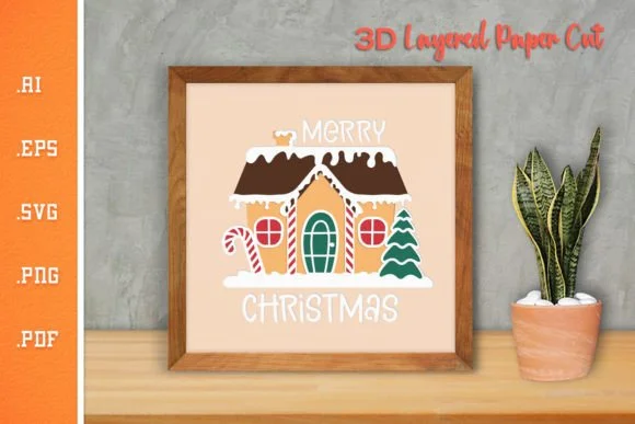 Merry Christmas House - 3D Paper Cut 3