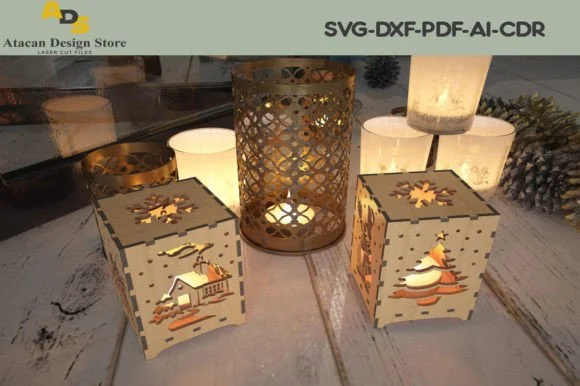 Plywood Christmas Engraved Floor Lamps