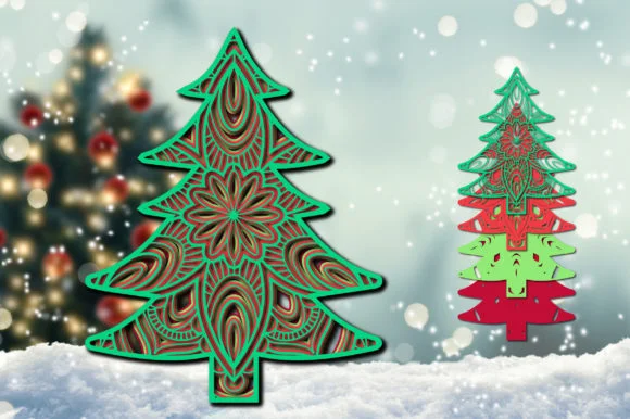 3D Christmas Tree Ornaments Layered