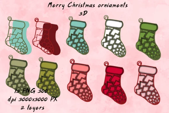 Merry Christmas Ornaments 3D