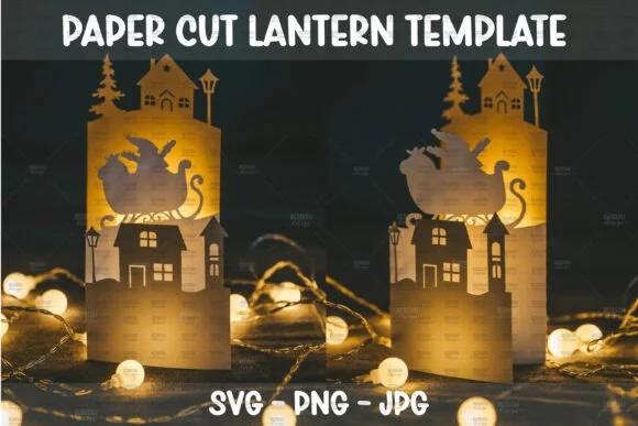 Christmas Paper Cut Scene SVG