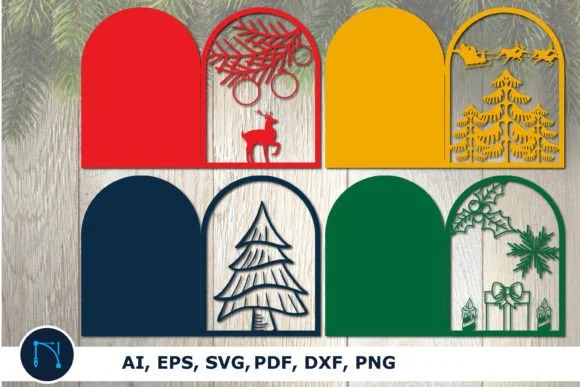 Paper Cut Christmas Svg Cards Bundle