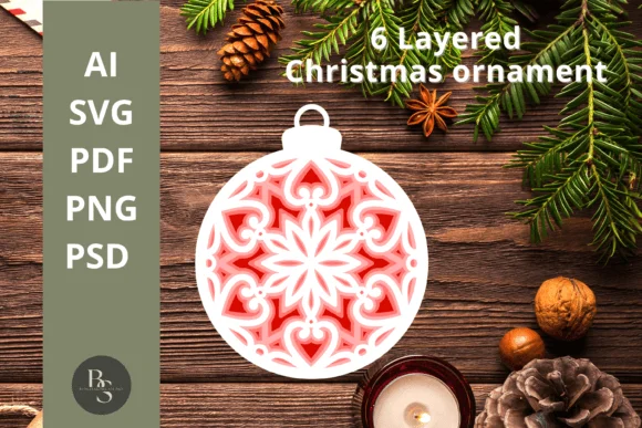 3D Layered Christmas Ornament SVG