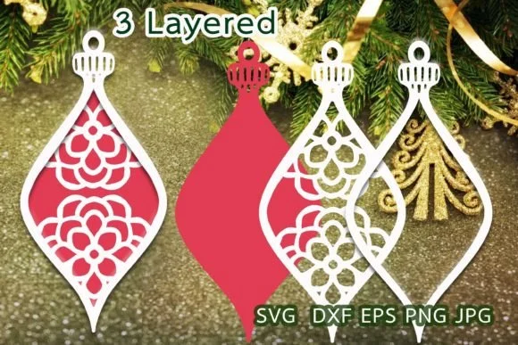 3D SVG Christmas Ornament V3