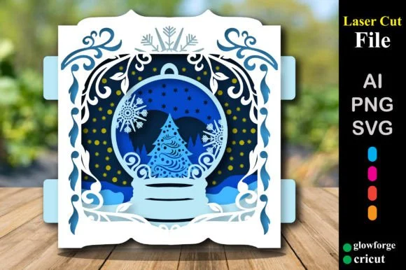 Christmas Snow Globe 3D Card SVG