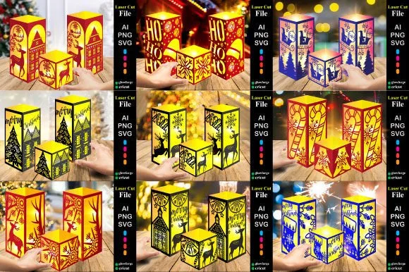 20 Christmas 3D Lantern SVG Bundle