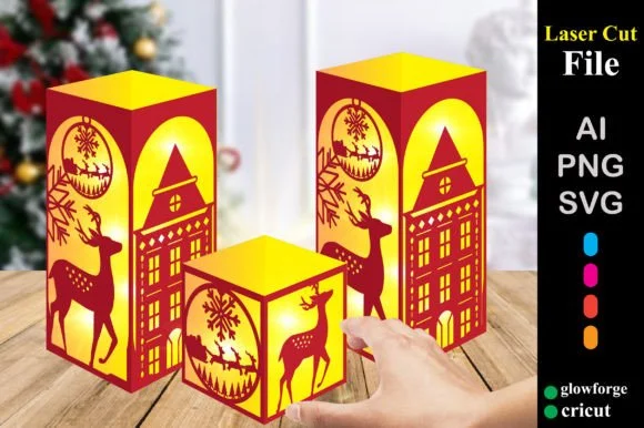 3d Merry Christmas Ornaments Lantern